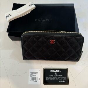 Chanel Large Black Pebbled Leather Wallet